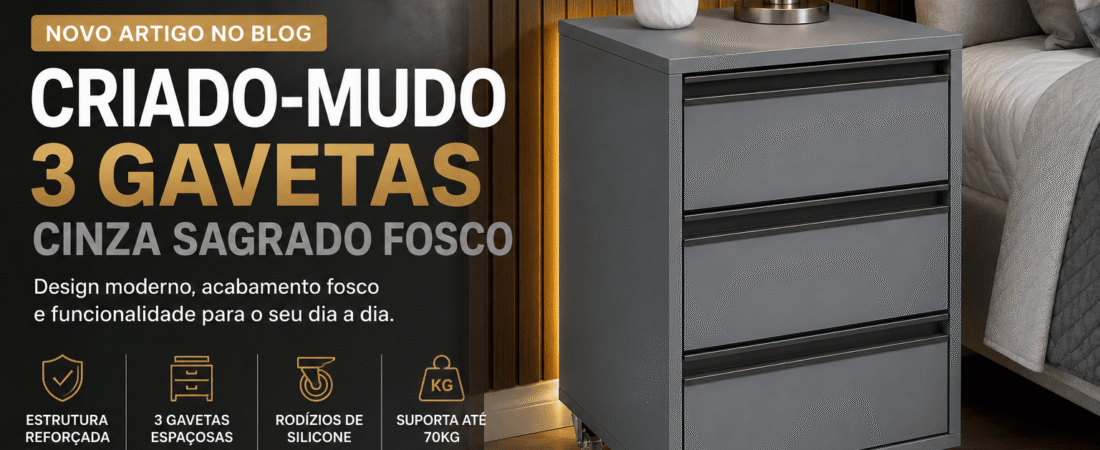 Criado-Mudo Cinza Sagrado Fosco: Elegância, Funcionalidade e Resistência para um Quarto Moderno