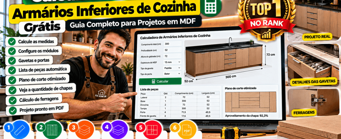 Calculadora de Armários Inferiores de Cozinha Grátis: Guia Completo para Projetos em MDF