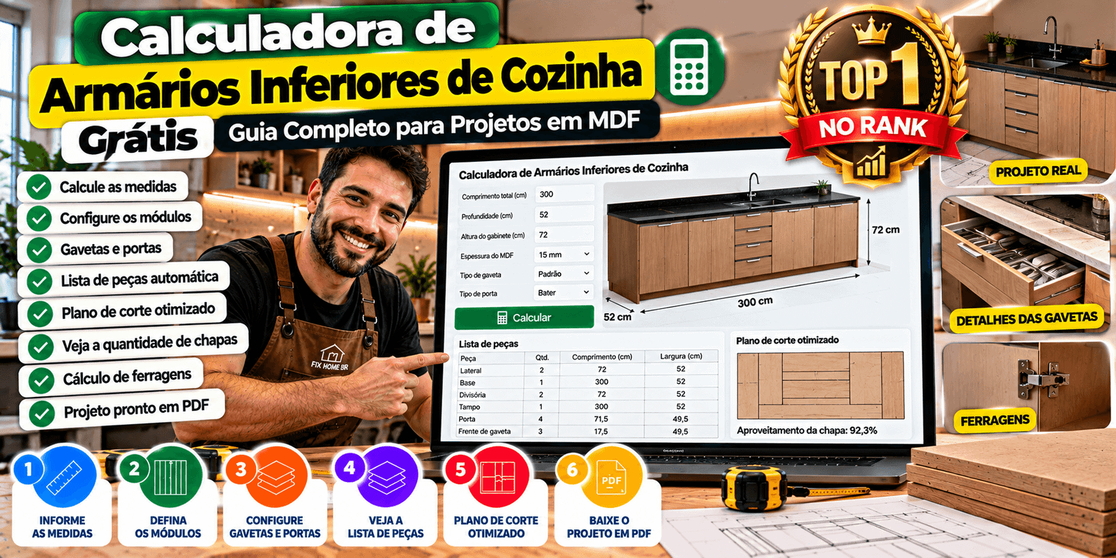 Calculadora de Armários Inferiores de Cozinha Grátis: Guia Prático para Projetos em MDF
