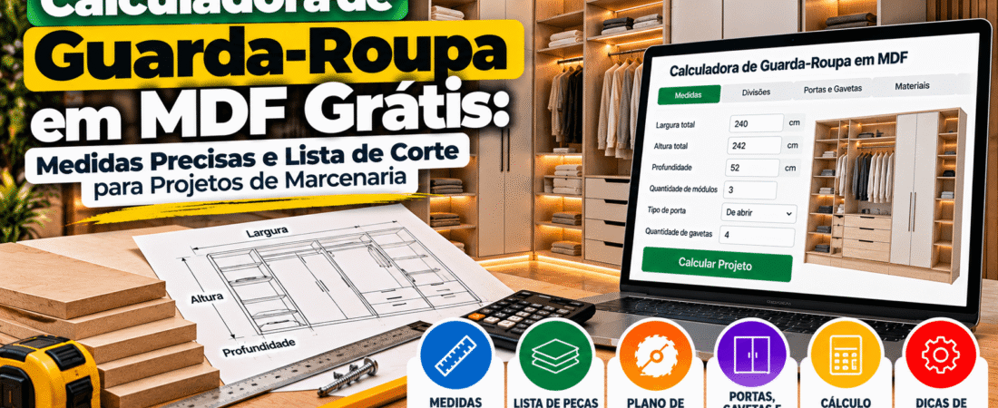 Calculadora de Guarda-Roupa em MDF Grátis: Medidas Precisas e Lista de Corte para Projetos de Marcenaria