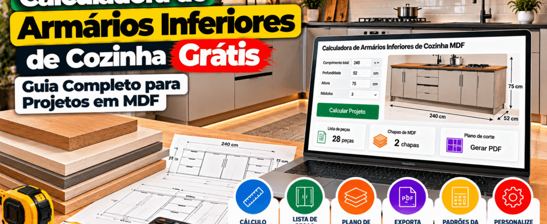 Calculadora de Armários Inferiores de Cozinha Grátis: Guia Completo para Projetos em MDF