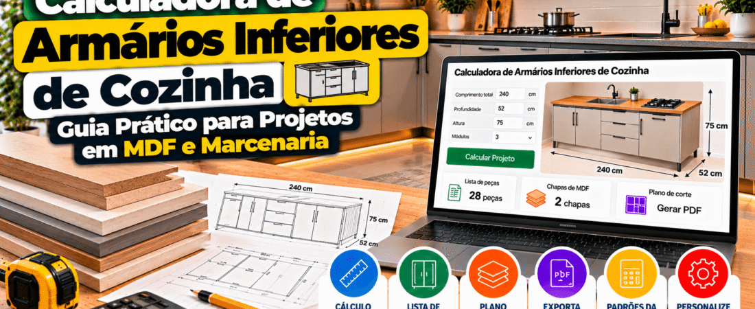 Calculadora de Armários Inferiores de Cozinha: Guia Prático para Projetos em MDF e Marcenaria