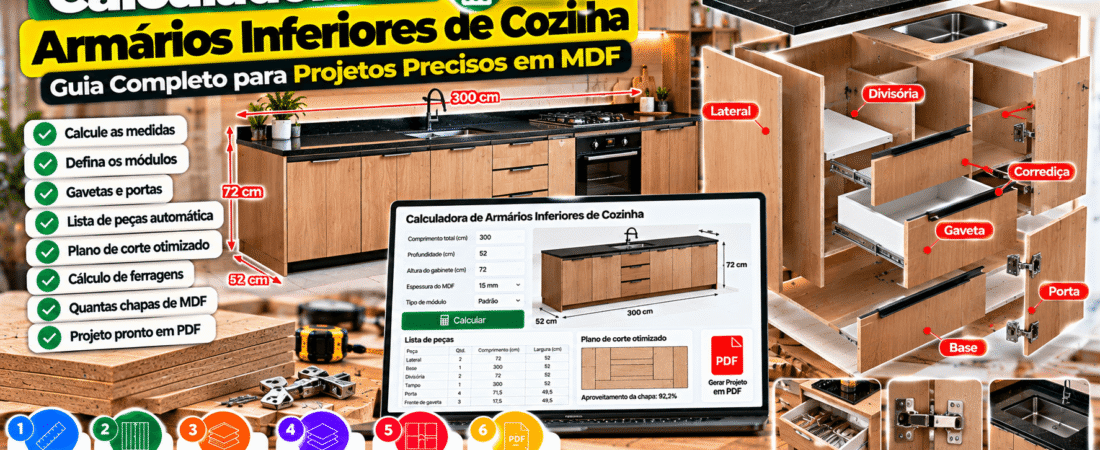 Calculadora de Armários Inferiores de Cozinha: Guia Completo para Projetos Preciso em MDF