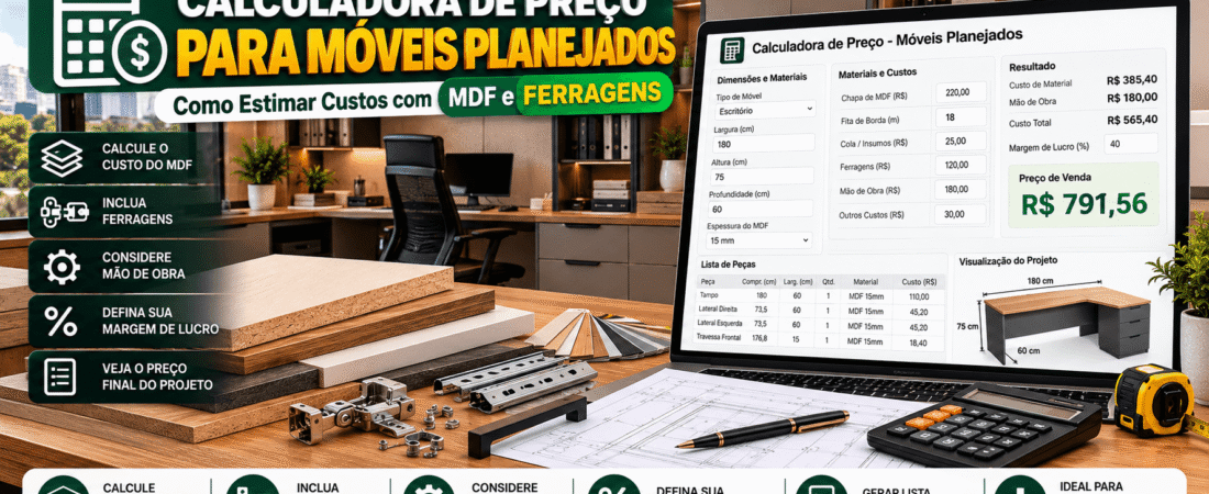 Calculadora de Preço para Móveis Planejados: Como Estimar Custos com MDF e Ferragens