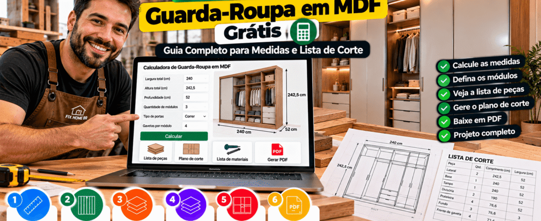 Calculadora de Guarda-Roupa em MDF Grátis: Guia Completo para Medidas e Lista de Corte