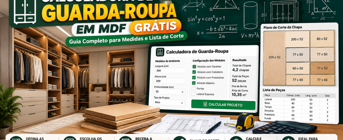 Calculadora de Guarda-Roupa em MDF Grátis: Guia Completo para Medidas e Lista de Corte