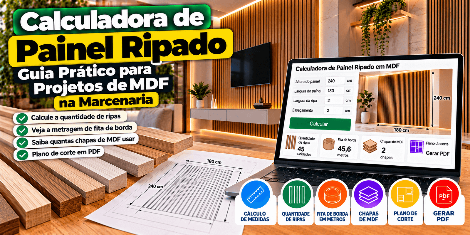 Calculadora de Painel Ripado: Guia Prático para Projetos de MDF na Marcenaria