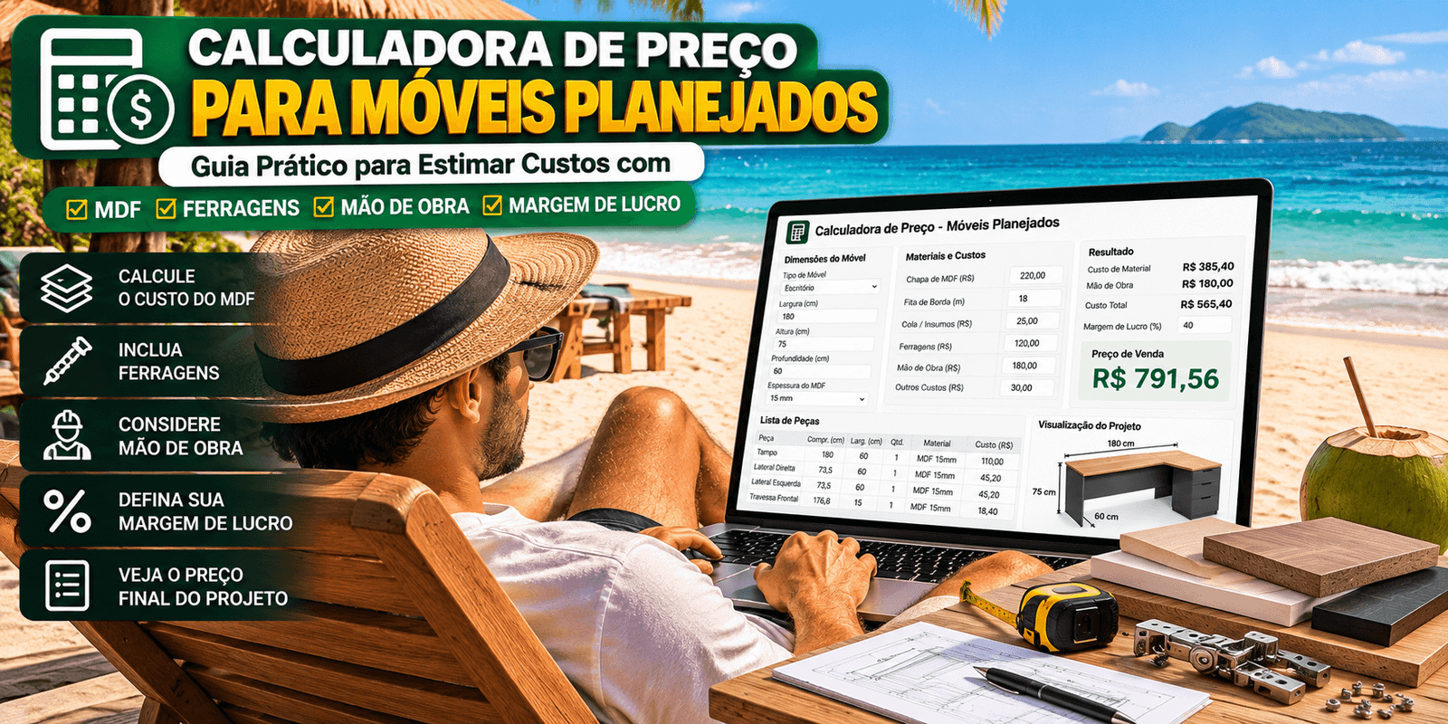 Calculadora de Preço para Móveis Planejados: Guia Prático para Estimar Custos com MDF e Ferragens