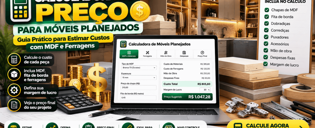 Calculadora de Preço para Móveis Planejados: Guia Prático para Estimar Custos com MDF e Ferragens