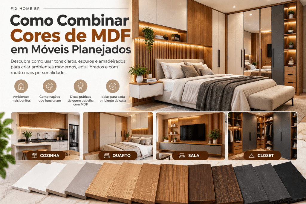 Combinação de cores de MDF em móveis planejados