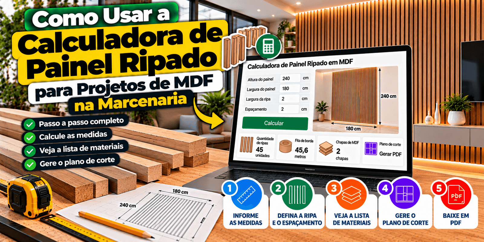 Como Usar a Calculadora de Painel Ripado para Projetos de MDF na Marcenaria