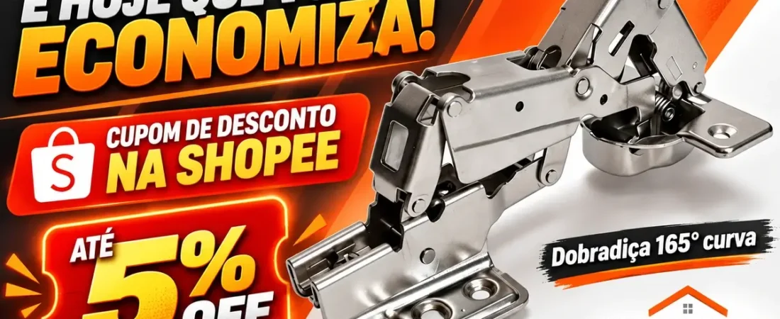 Cupom Shopee: Dobradiça 165 Graus Curva | FIX HOME BR