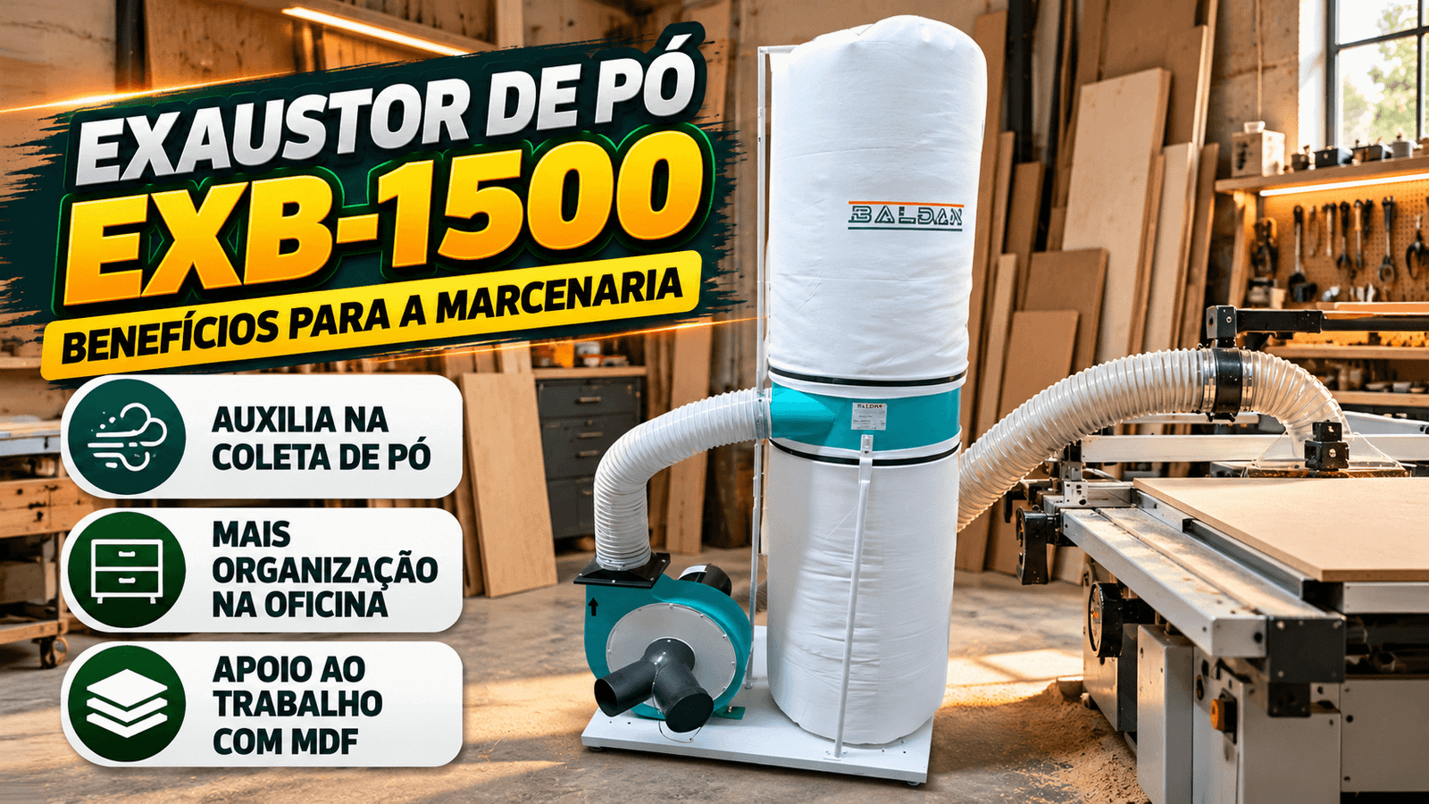Exaustor de Pó para Marcenaria EXB-1500: Segurança e Eficiência para Ambientes com MDF