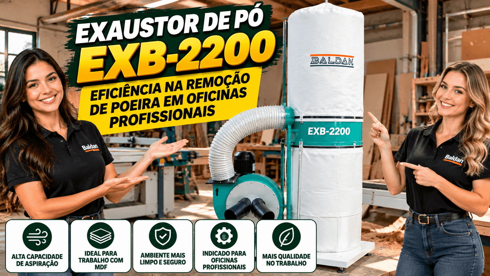 Exaustor de Pó para Marcenaria EXB-2200: Eficiência na Remoção de Poeira em Oficinas Profissionais