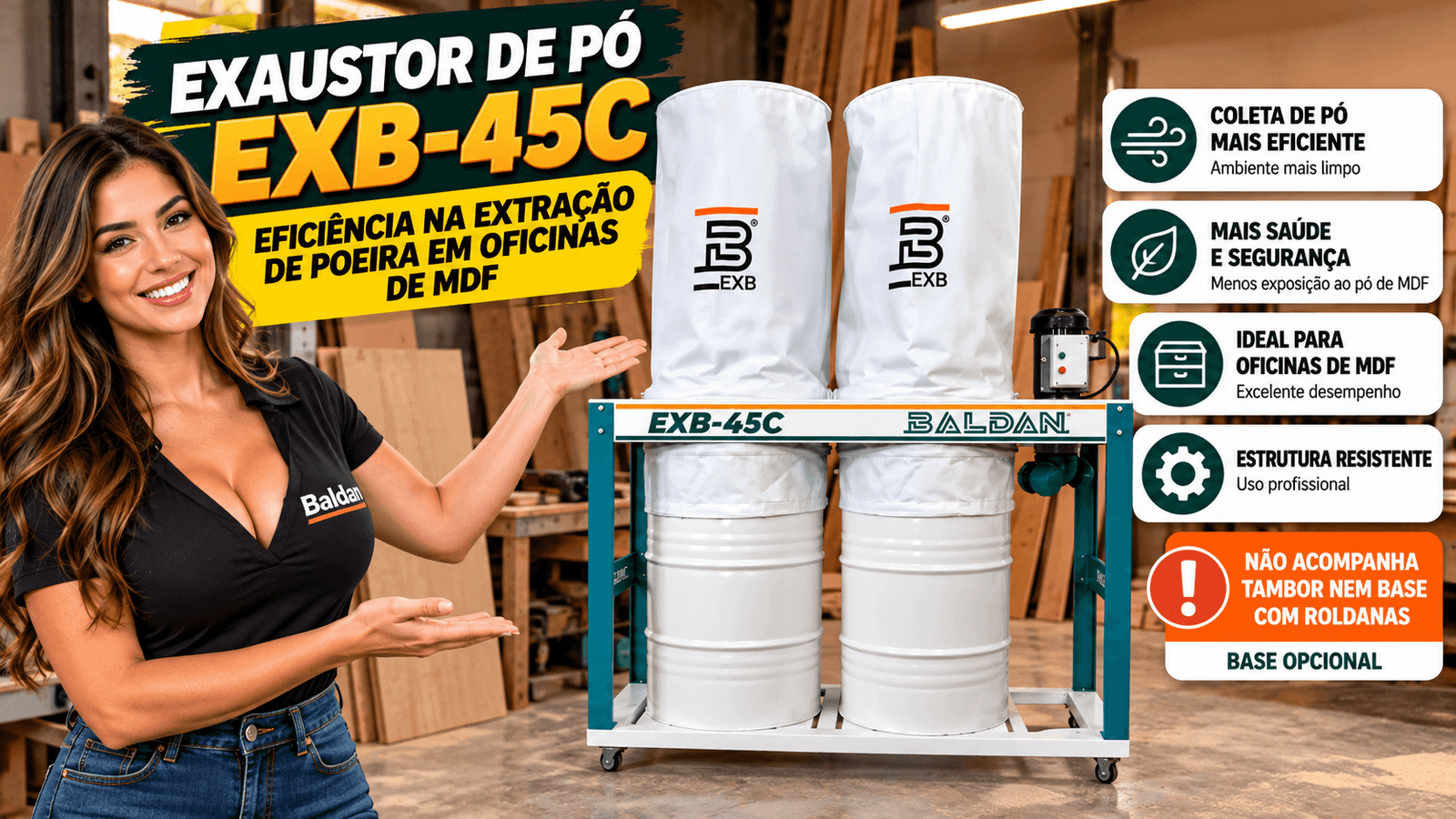 Exaustor de Pó para Marcenaria EXB-45C: Eficiência na Extração de Poeira em Oficinas de MDF