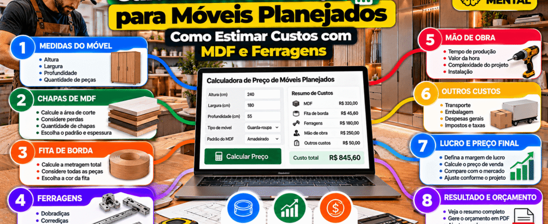 Calculadora de Preço para Móveis Planejados: Como Estimar Custos com MDF e Ferragens