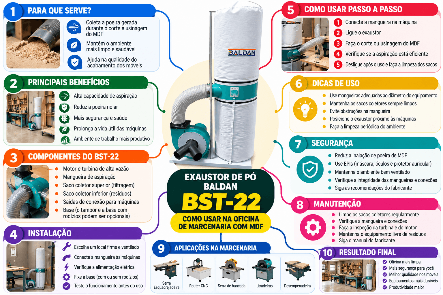 Como Usar o Exaustor de Pó BST-22 para Garantir Segurança e Qualidade na Marcenaria com MDF