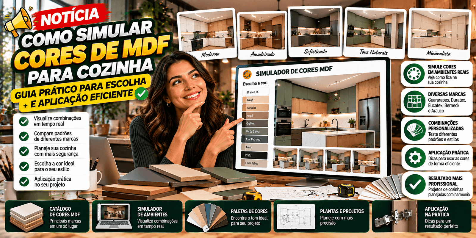 Como Simular Cores de MDF para Cozinha: Guia Prático para Escolha e Aplicação Eficiente