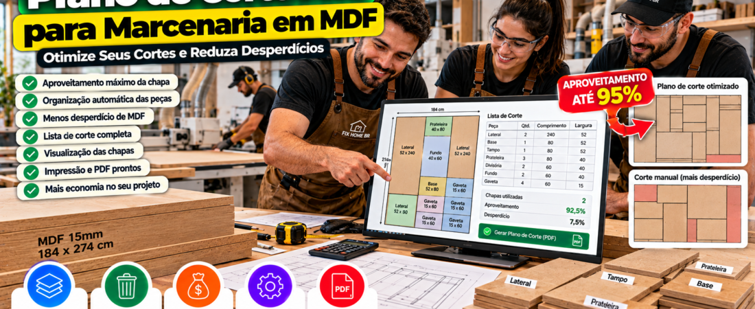 Plano de Corte PRO para Marcenaria em MDF: Otimize Seus Cortes e Reduza Desperdícios