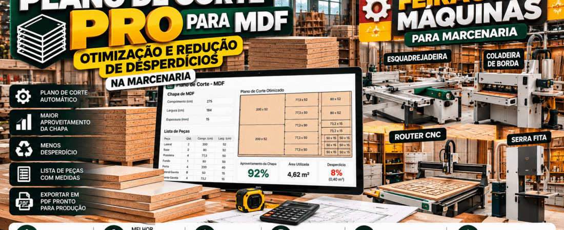 Plano de Corte PRO para MDF: Otimização e Redução de Desperdícios na Marcenaria