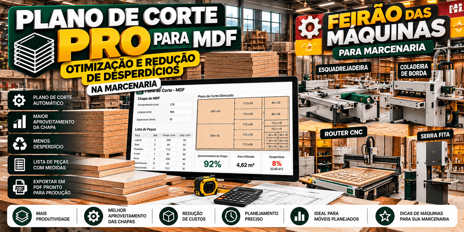 Plano de Corte PRO para MDF: Otimização e Redução de Desperdícios na Marcenaria