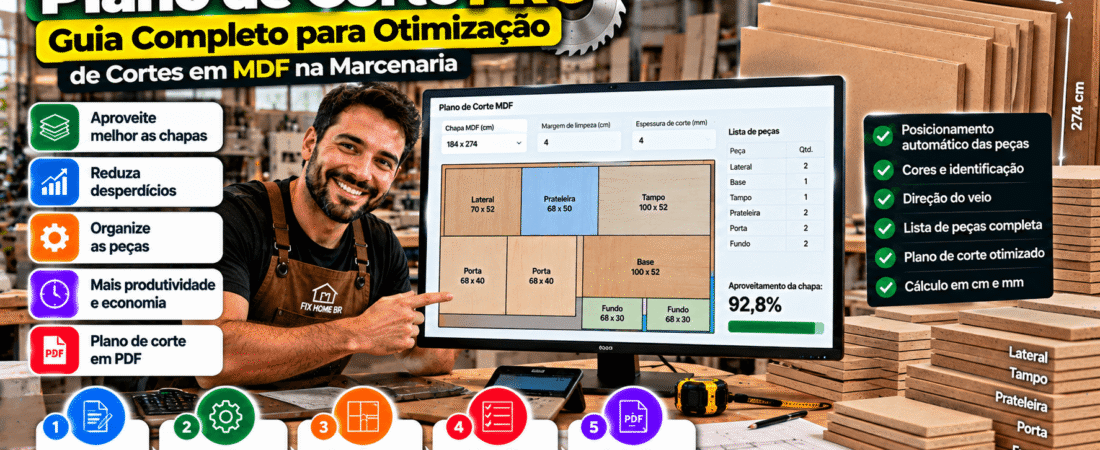 Plano de Corte PRO: Guia Completo para Otimização de Cortes em MDF na Marcenaria