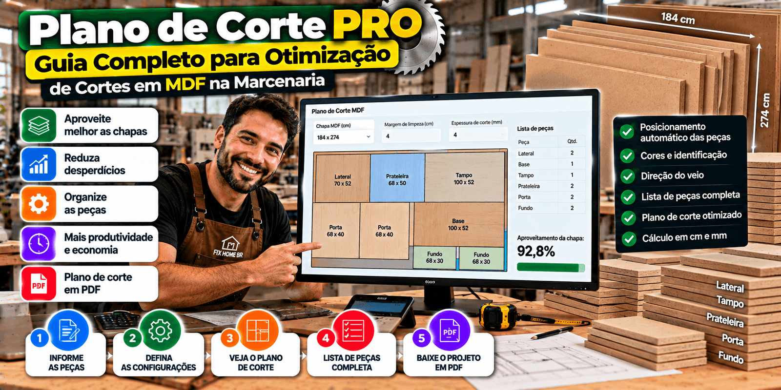 Plano de Corte PRO: Guia Completo para Otimização de Cortes em MDF na Marcenaria