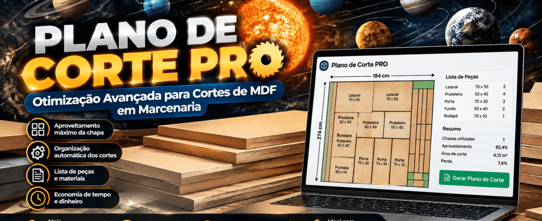 Plano de Corte PRO: Otimização Avançada para Cortes de MDF em Marcenaria