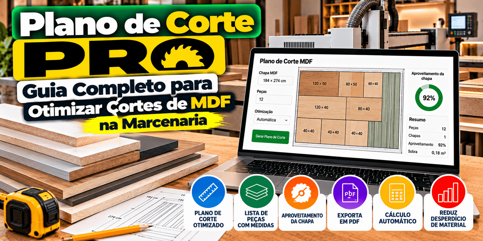 Plano de Corte PRO: Guia Completo para Otimizar Cortes de MDF na Marcenaria