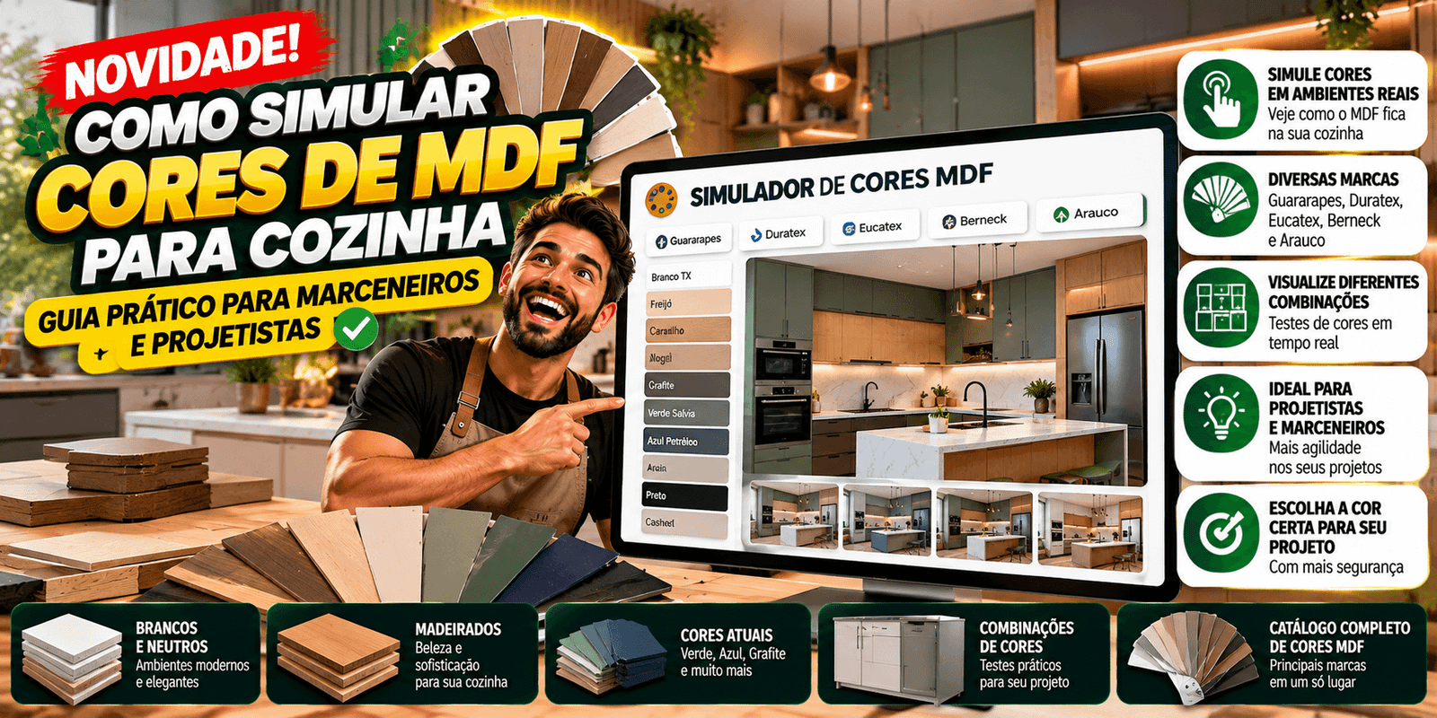 Como Simular Cores de MDF para Cozinha: Guia Prático para Marceneiros e Projetistas
